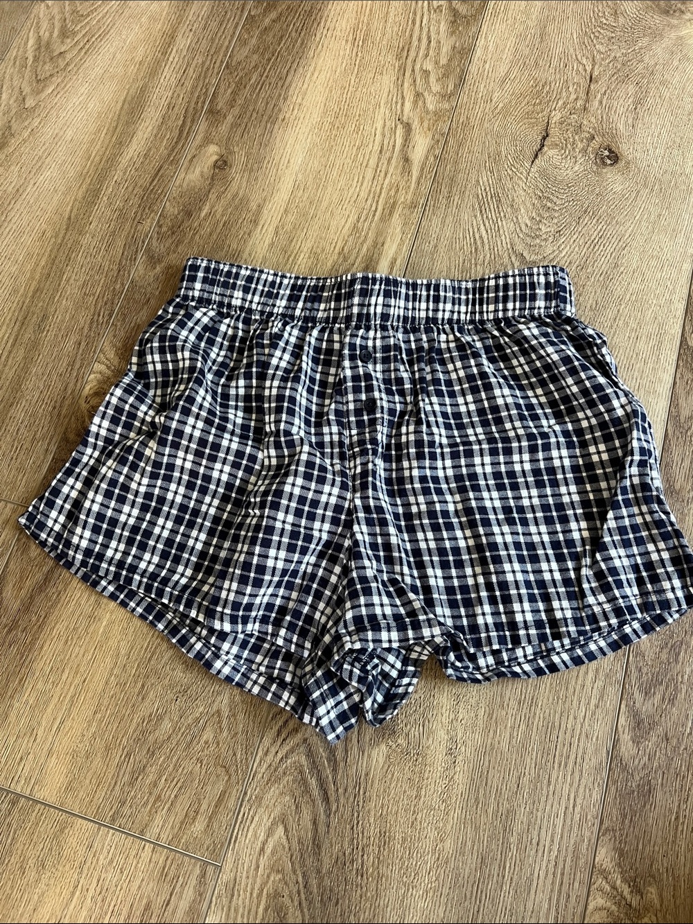 Wild Fable Women’s Navy and White Plaid Elastic Waist Shorts